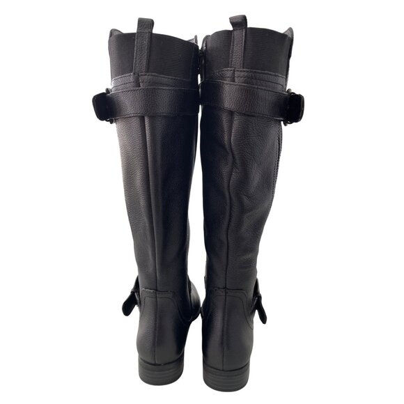 Naturalizer Jeana Riding Boots Size 6 Wide Calf Round Toe Black Leather Western - Picture 4 of 9